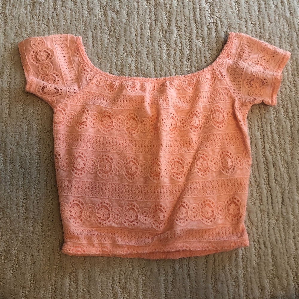 Peach lace crop top